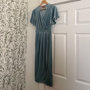 Light Blue Velvet Wrap Dress (JessaKae, XS)